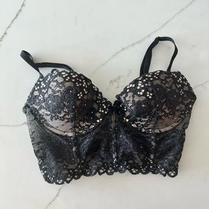 BLACK PADDED BUSTIER TOP - VICTORIA’s SECRET